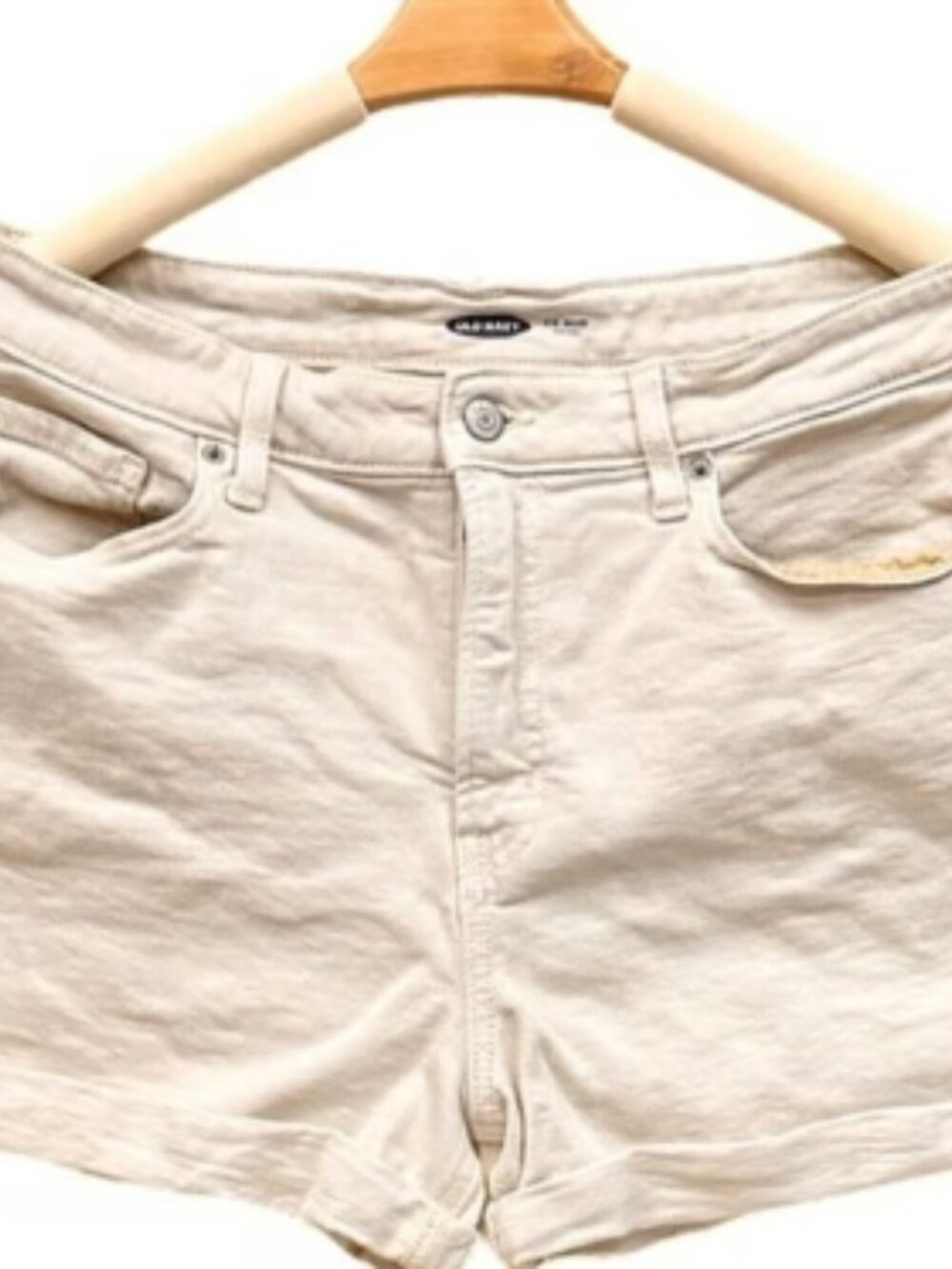 Old Navy Off White High Rise Shorts 5 Pockets Fixed Cuff Hem Comy Cotton Large